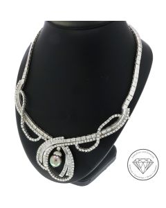 Tahiti Perlen Brillant Diamant Collier 750 / 18 Kt Weiß Gold