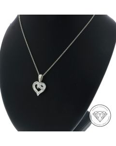 Diamant Herz Anhänger mit Anker Kette 750 / 18 Kt Weiß Gold 42,0 cm