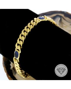 Massives Panzer Saphir Armband 750 / 18 Kt Gold 18 cm