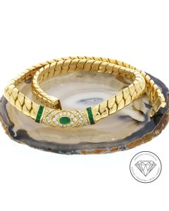Brillant 1,80 Carat Smaragd Collier 750 / 18 Kt Gold 42,0 cm