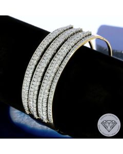 Bicolor Brillant Armreif 7,60 Ct. 750 Gold 18 Kt 16,5 cm