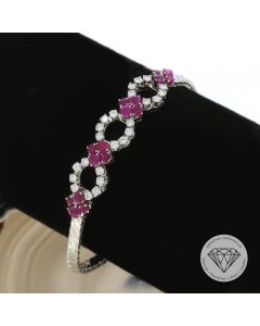 Rubin Brillant Armband 1,20 Carat 585 / 14 Kt Gold 16,5 cm 