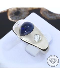 Brillant Saphir Band Ring 750 / 18 Karat Gold Gr. 59