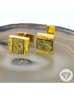 Original Lapponia Pyrit Manschettenknöpfe " Montezuma " Handarbeit 585 / 14 Kt Gelb Gold