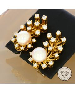Akoya Diamant Ohrclips 750 / 18 Kt Gold 