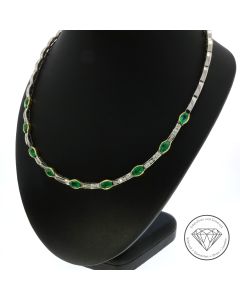 Brillant Smaragd Collier 750 / 18 Kt Gelb Weiß Gold