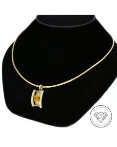 Schlangen Collier Kette mit Citrin Diamant Anhänger 585 / 14 Kt Gold 45 cm