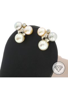 Akoya-Perlen Brillant Ohrringe Ohrstecker 585 / 14 Kt Gold
