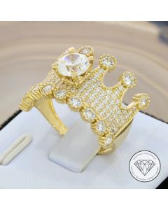 Kronen Princess Ring 585 / 14 Kt Gelb Gold Gr. 56