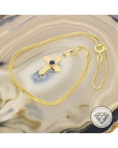 Schmale Venezianer Kette (40 cm) mit Kreuz Anhänger, 585 Gold 14 KT