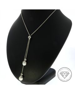 Perlen Collier 750 / 18 Kt Weiß Gold 42,0 cm