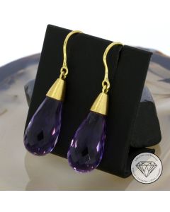 Amethyst Ohrhänger Ohrringe 750 / 18 Kt Gelb Gold