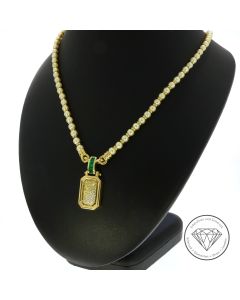 Brillant Smaragd Perlen Collier 750 / 18 Kt Gelb Gold
