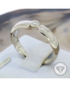 Solitär Brillant Ring 585 / 14 Kt Weiß Gold Gr. 58,5