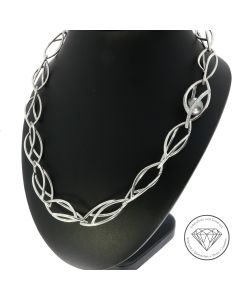 Brillant Perlen Designer Collier 750 / 18 Kt Weiß Gold