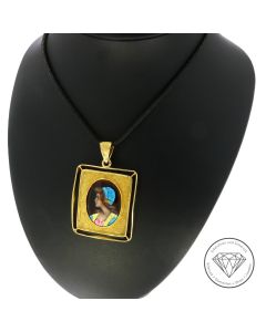 Gemälde Portrait Anhänger 800 / 19,2 Kt Gelb Gold Handarbeit