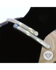 Perlen Brillant Armreif 750 / 18 Kt Weiß Gold 17,0 cm
