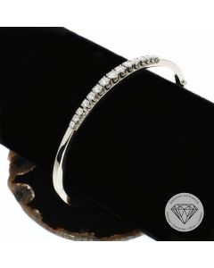 Brillant Armreif 750 / 18 Karat Weiß Gold 1,5 Carat 18,0 cm