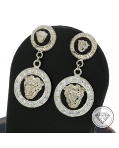 Greco Medusa Ohrhänger 750 / 18 Kt Weiß Gold