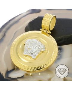 Greco Medusa Anh&auml;nger 585 / 14 Kt Gelb Wei&szlig; Gold