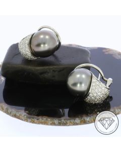 Tahiti Perlen Brillant Ohrstecker 750 / 18 Kt Gold 0,80 Carat