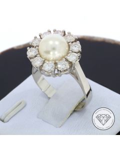 Mabé-Perlen Brillant Ring 585 / 14 Kt Weiß Gold