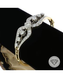 Brillant Armreif 585 / 14 Kt Gelb Weiß Gold 4,00 Carat 18 cm