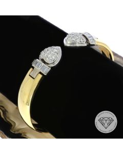 Brillant Armreif 750 / 18 Kt Gelb Weiß Gold 2,69 Carat