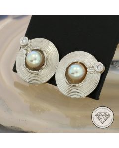 Brillant Perlen Ohrschmuck 585 / 14 Kt Weiß Gold