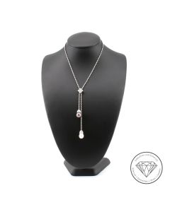 Perlen Brillant Collier 750 / 18 Kt Weiß Gold 1,30 Carat