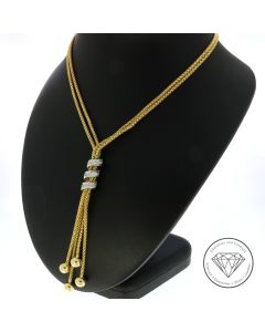 Kugel Schlauch Collier 585 / 14 Kt Gelb Weiß Gold 44,0 cm