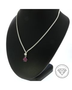 Rubin Diamant Collier 585 / 14 Kt Weiß Gold 0,35 Carat
