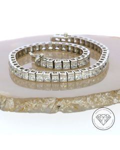 Tennis Armband 585 / 14 Karat Weiß Gold Handarbeit