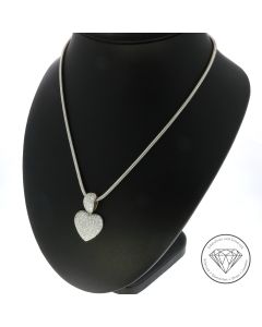 Brillant Herz Anhänger + Kette 750 / 18 Kt Weiß Gold 2,00 Ct