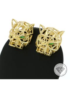 Panther / Cat Ohrringe / Hänger, 585 Gold 14 KT