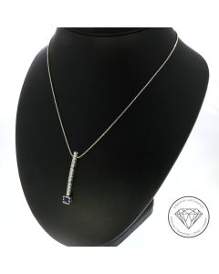Brillant Saphir Collier 750 / 18 Kt Weiß Gold 43,0 cm