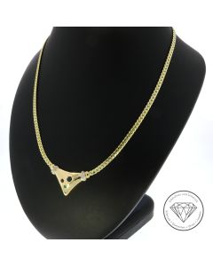 Diamant Edelstein Collier Kette 585 / 14 Kt Gelb Weiß Gold 43,0 cm