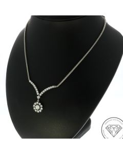 Florale Fuchsschwanz Brillant Collier Kette 1,28 Carat 750 / 18 Kt Gold 39,5 cm