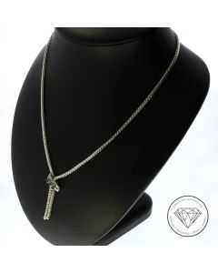 Saphir Collier Kette 333 / 8 Kt Weiß Gold 44,0 cm