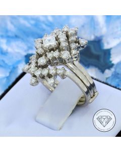 Brillant Steck Ring 2 tlg. 1,00 Carat 750 Weiß Gold Gr. 52