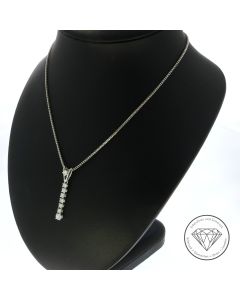 Brillant Anhänger Fuchsschwanz Kette 750 / 18 Kt Weiß Gold 41,0 cm 