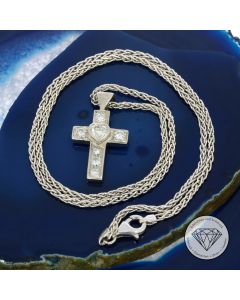 Diamant Brillant Kreuz Anhänger + Kette 750 Gold 1,20 Ct