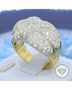 Massiver Brillant Ring 750 / 18 Kt Gelb Wei&szlig; Gold 1,96 Carat
