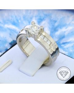 Massiver Brillant Ring Prinzess 585 / 14 Kt Wei&szlig; Gold 1,00 Carat
