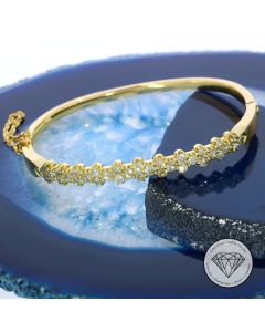 Diamant Armreif 833 / 20 Kt Gelb Gold 1,7 Carat 15,5 cm