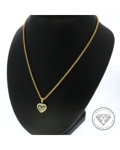 Original Chopard Happy Diamonds Herz Anhänger Kordel Kette 750 / 18 Kt Gelb Gold 42 cm