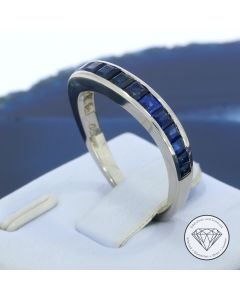 Original Richarz Halb Memory Designer Saphir Ring 750 / 18 Kt Wei&szlig; Gold