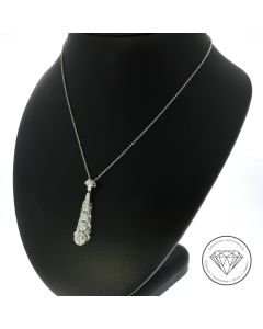 Brillant Collier Kette Art Déco 585 / 14 Kt Weiß Gold 1,00 Carat