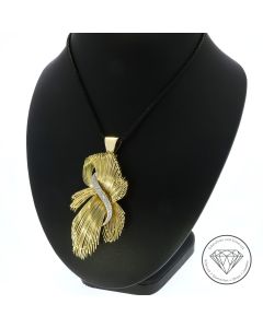 Diamant Anhänger Brosche 750 / 18 Kt Gelb- & Weiß Gold 0,25 Carat