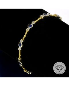 Brillant Saphir Armband 750 / 18 Kt 0,20 Carat Gelb Weiß Gold 18,5 cm